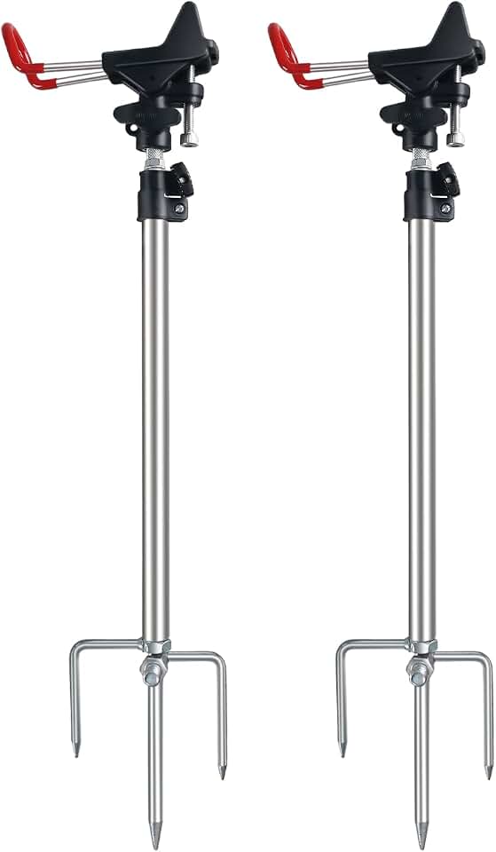 Fishing Rod Holder for Ground 2 Pack,Height Adjustable 22.4-34.3in,360 Degree Adjustable Easy Folder Rod Holder for Ground (Rod Holder -01)