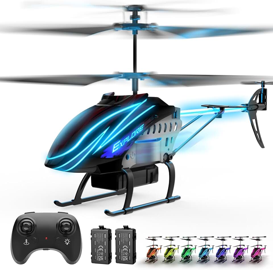 BUSSGO RC Helicopter, Remote Control Helicopter for Kids | featuring 30Mins Flight(2 Batteries), 7+1 LED Light Modes, Altitude Hold, RC Toys for Boys Girls