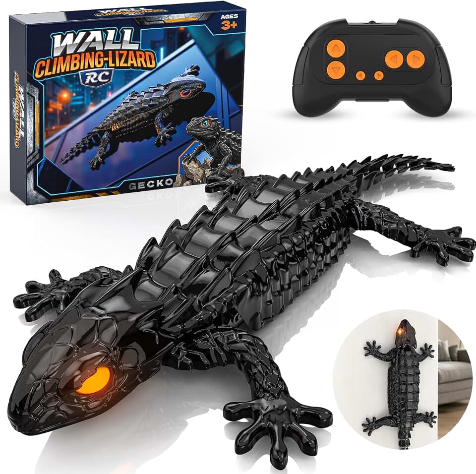 RC Wall Climbing Gecko, Rechargeable Remote Control Robot for Kids | 360° Rotating RC Stunt Car featuring Light, Wall Crawler Lizard Toys for 3-12 Year Old Boys Girls Kids Toys