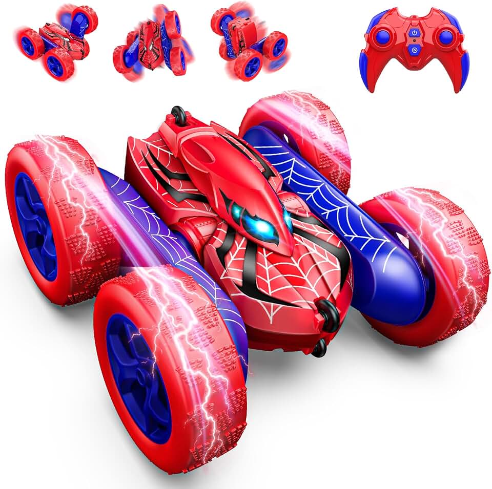 Excitobo Remote Control Car, RC Cars Boys Toys for 3 4 5 6 7 8 9 10 11 12 Year Old Boy Double Sided 360° Flip 4WD Rechargeable Drift RC Race Car Birthday Gifts Easter Basket Stuffers for Kids Age 3-12