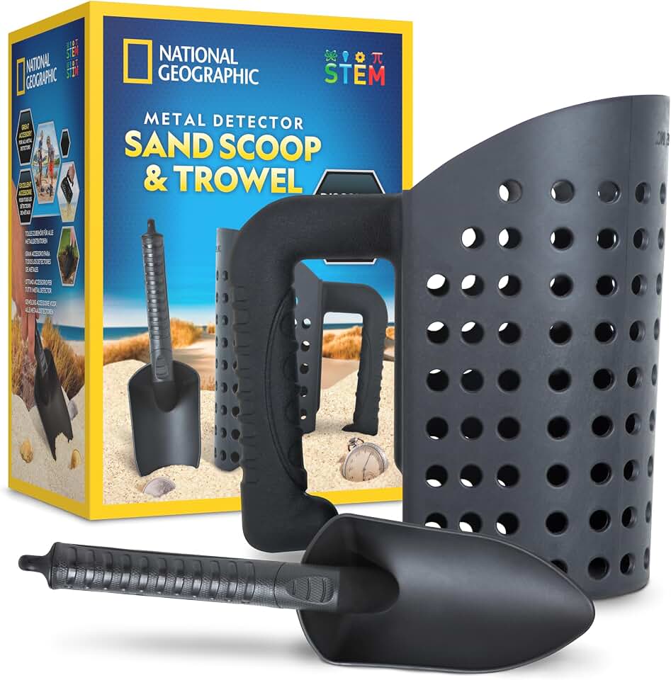 National Geographic Metal Detector Sand Scoop and Shovel Tool Set | Metal Detecting Sand Scoop, Compact Shovel, Beach Sand Sifter, Treasure Hunting Accessories, Durable Tool Set