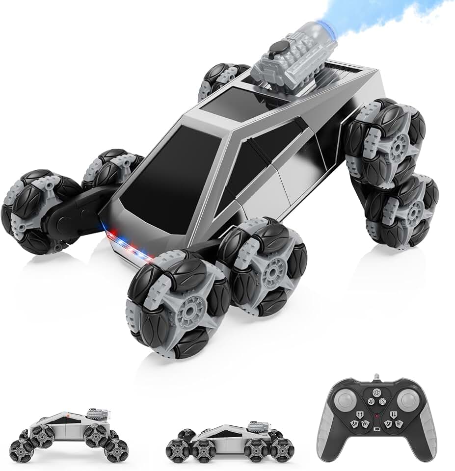 8 Wheel RC Stunt Car with Gesture Control, Spray &amp; LED Lights, Gesture Sensing Remote Control Vehicles for Boys Age 6 7 8-12 13 14 Year Old, Christmas Birthday Gifts Ideas for Kids