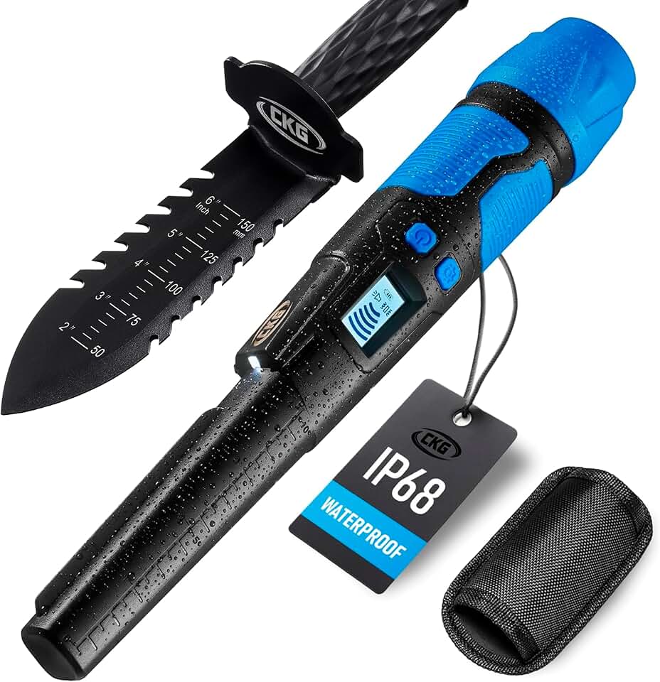 CKG Set Waterproof Metal Detector Pinpointer and Black Digging Tool, Universal Metal Detecting Accessories for Treasure Hunts