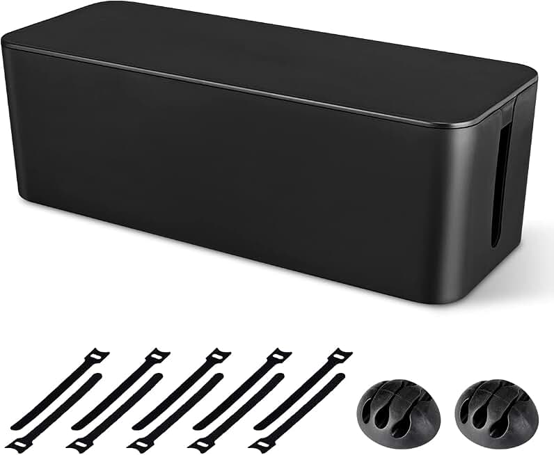 Cable Management Box, Large Cord Organizer Box to Hide Power Strip | Under Desk Cable Organizer, TV Computer Wires Cord Organizer, Cable Management Set, for Home/Office