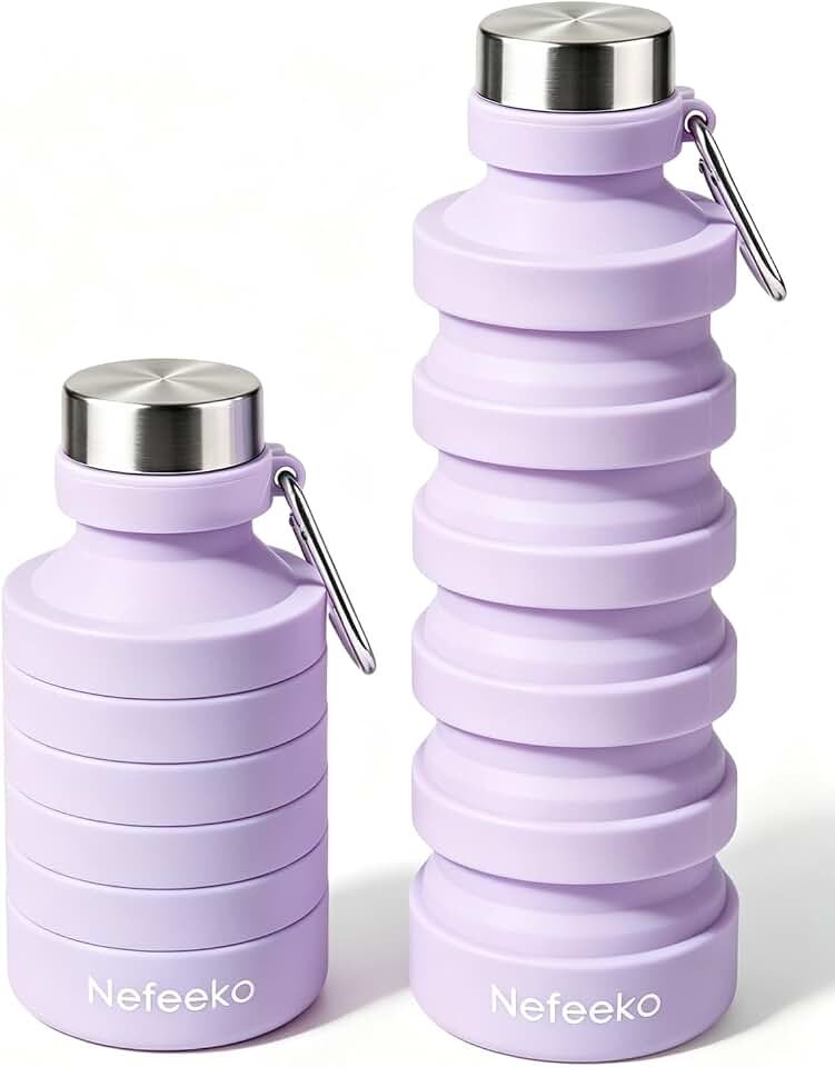 Nefeeko Collapsible Water Bottle, Reuseable BPA Free Silicone Water Bottles | 27oz Foldable Water Bottles for Travel Gym Camping Hiking, Portable Leak Proof Sports Water Bottle with Carabiner