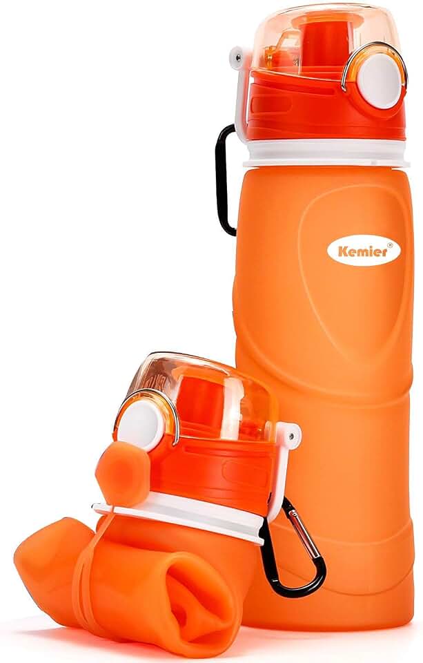Collapsible Silicone Water Bottles-750ML,Medical Grade,BPA Free Travel Water Bottle Can Roll Up,26oz,Leak Proof Foldable Sports &amp; Outdoor Water Bottles