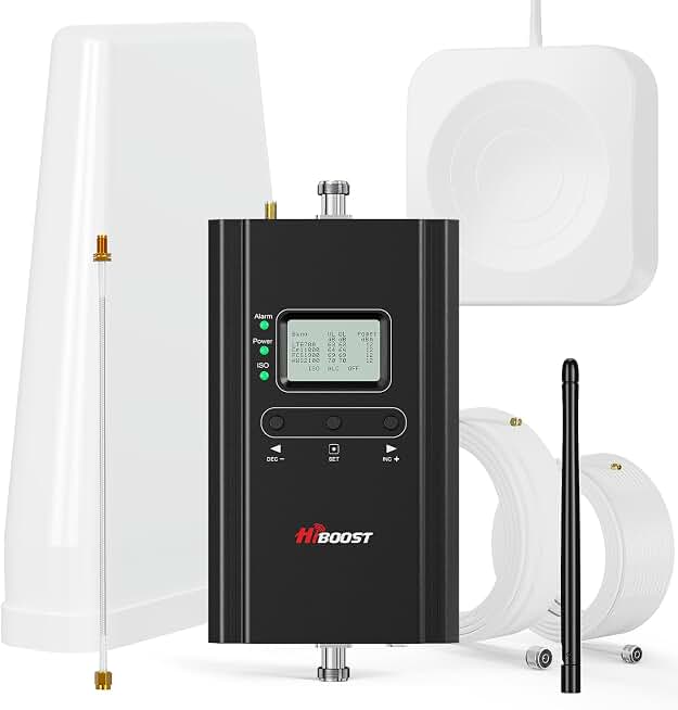 Hiboost Cell Phone Signal Booster for Home and Office, 4,000 sq ft, Boost 5G 4G LTE Data for Verizon AT&amp;T and All U.S. Carriers, FCC Approved