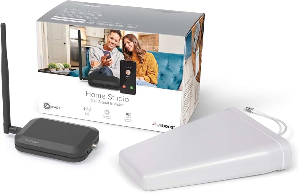 weBoost Home Studio Omni - Cell Phone Signal Booster | Boosts 4G LTE &amp; 5G for all U.S. &amp; Canadian Networks - Verizon, AT&amp;T, T-Mobile &amp; more | Made in the U.S. | FCC Approved (model 471166)