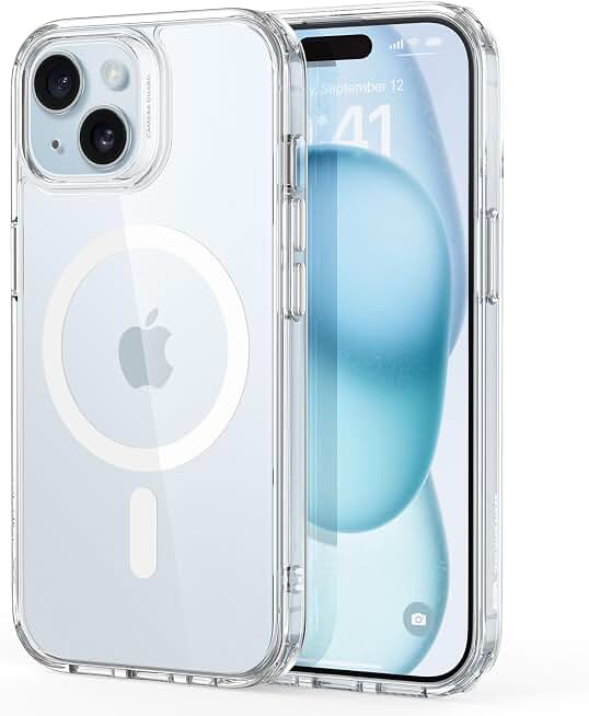 ESR for iPhone 15 Case for MagSafe, Anti-Yellowing, Clear | Ultra Slim, 3X Military-Grade Drop Protection, Magnetic Phone Case, Impact Absorbing, Resists Scratches ClimeCo Certified