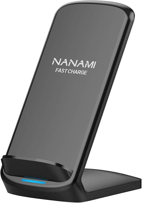 NANAMI Upgraded Fast Wireless Charger, Wireless Charging Stand Compatible with Samsung Galaxy S26/S26+/S25/S24/S23/S22/S21 &amp; Phone Charger Dock for iPhone 17/17 Air/16/16 Plus/16 Pro/15/14/13/12 ClimeCo Certified