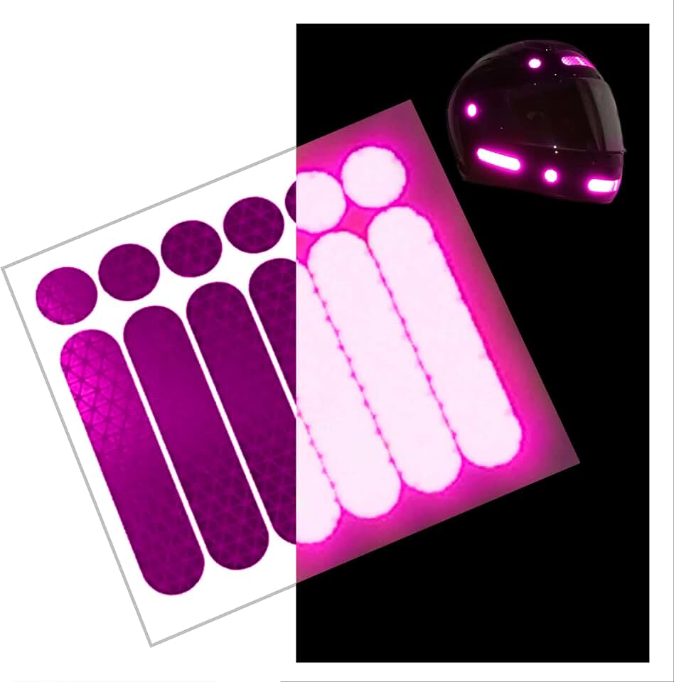 customTAYLOR33 High Intensity Grade Reflective Safety Decals/Stickers for Motorcycle, Bicycle, Snowboarding, Racing Helmets or Vehicles (1 Set (6 Strips &amp; 6 Circles), Special Edition Purple)