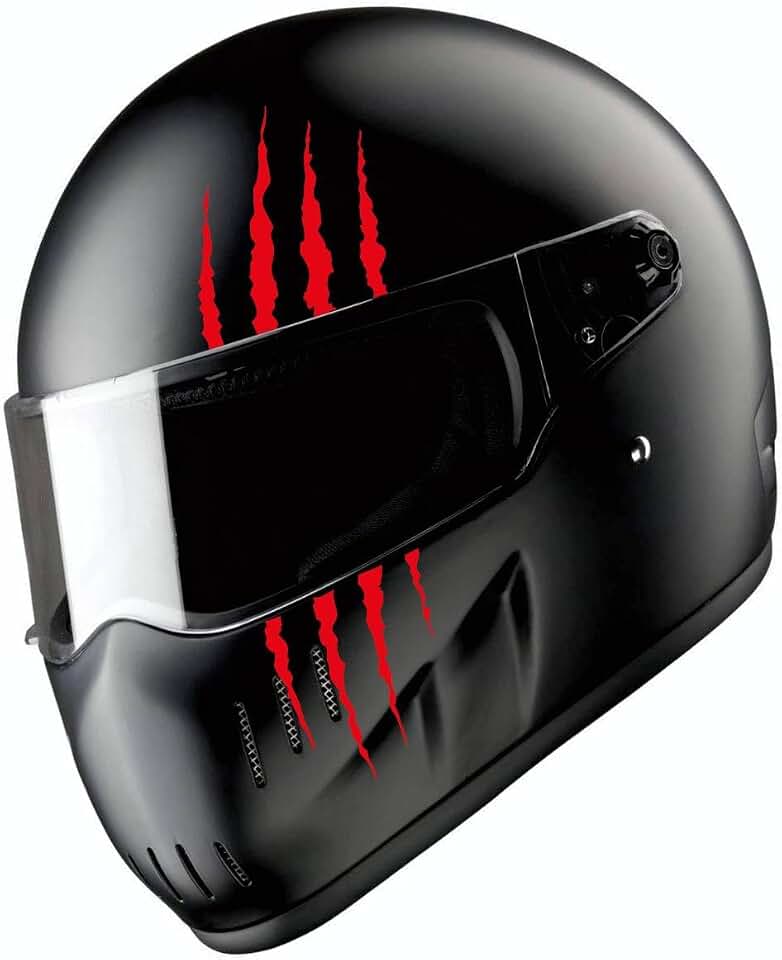 STICKY DUDE 2 pcs Claw Stitcker for Helmet, Motorcycle Helmet Sticker Reflective 3M Helmet Sticker, 6.3 inches (Normal, Red)