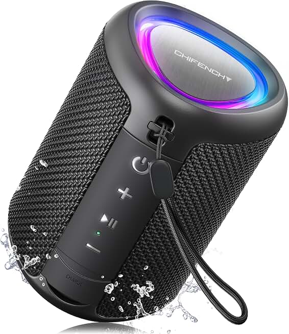 Portable Bluetooth Speaker Beach Essentials: IPX5 Waterproof for Outdoor | Powerful HD Sound,Dynamic Light,All Day Playtime,Wireless BT 5.3,TWS Pairing,Travel|Camping|Pool Accessories,School Supplies