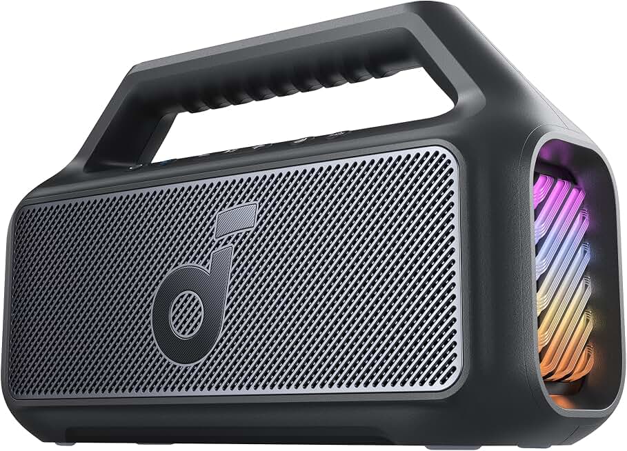 Soundcore Boom 2 by Anker, 80W Outdoor Bluetooth Speaker, 24H Playtime | IPX7 Waterproof, BassUp 2.0, Floatable, RGB lights, USB-C, Custom EQ via soundcore App, Portable for Camping and Beach, ECOLOGO ClimatePartner certified