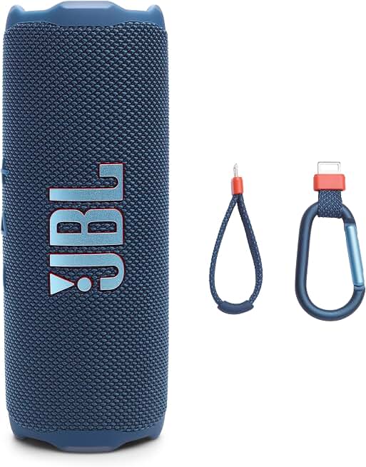 JBL Flip 7 Portable Bluetooth Speaker, Waterproof and Drop-Resistant - Blue | Up To 16 Hours Playtime, IP68 Dustproof Build, Clip-On Loop, USB C Lossless Audio, Links With Other Speakers For Outdoor Use TUV Rheinland Recycled Material Verified