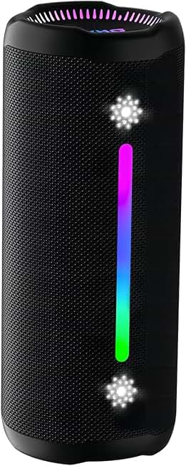 OHAYO Portable Bluetooth Speaker Wireless, 35W Loud, IPX7 Waterproof, Black | 24-Hour Playtime, USB-C Lossless Audio, Active Bass, Bluetooth 5.3, LED Lights, TWS Pairing, Home and Outdoor Use, Birthday Gift Global Recycled Standard