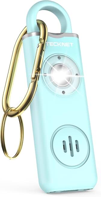 TECKNET Rechargeable Personal Safety Alarm for Women, 130dB Self Defense Keychain Alarm with SOS Strobe Light, Low Battery Notice, Personal Alarm Loud Siren Safety Keychain for Girls Kids Elderly Global Recycled Standard