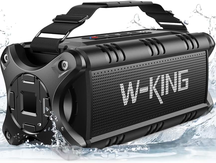 W-KING Bluetooth Speaker, 90W Max Loud IPX6 Waterproof Portable Speaker, 50W Deep Bass/Subwoofer *2/40H/EQ/TF/AUX, 105dB Large Boombox Wireless Outdoor Speakers for Party/Camping/Jobsite