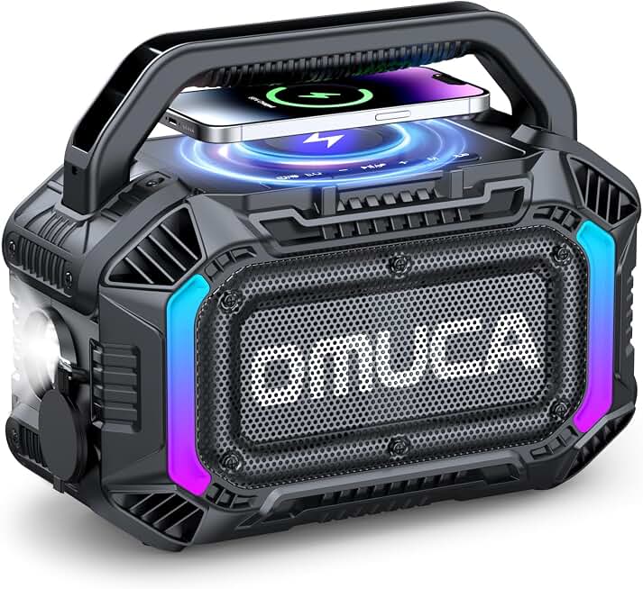 Speakers Bluetooth Wireless, 100W Portable Bluetooth Speaker with Bass, IPX7 Waterproof &amp; Floatable, 20H Playtime, RGB Light, Loud Speakers with TWS for Work, Outdoor, Garage (Black)
