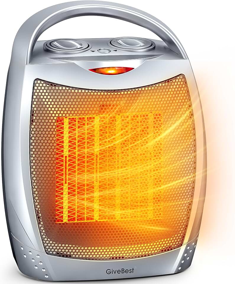 GiveBest Space Heater, Portable Space Heaters for Indoor Use | Desk Heater with Thermostat, Overheat and Tip Over Protection, 1500W/750W Safe &amp; Quiet Ceramic Heater Fan for Office Room