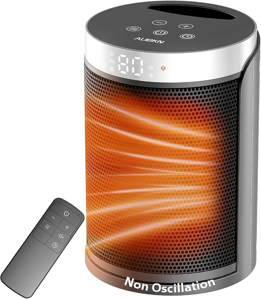 Space Heater, Portable Electric Heaters for Indoor Use with Remote | Thermostat,12H Timer, 5 Mode, Digital Display, Touch Key, 1500W Quiet PTC Ceramic Fast Safety Heat for Office, Bedroom,Desk