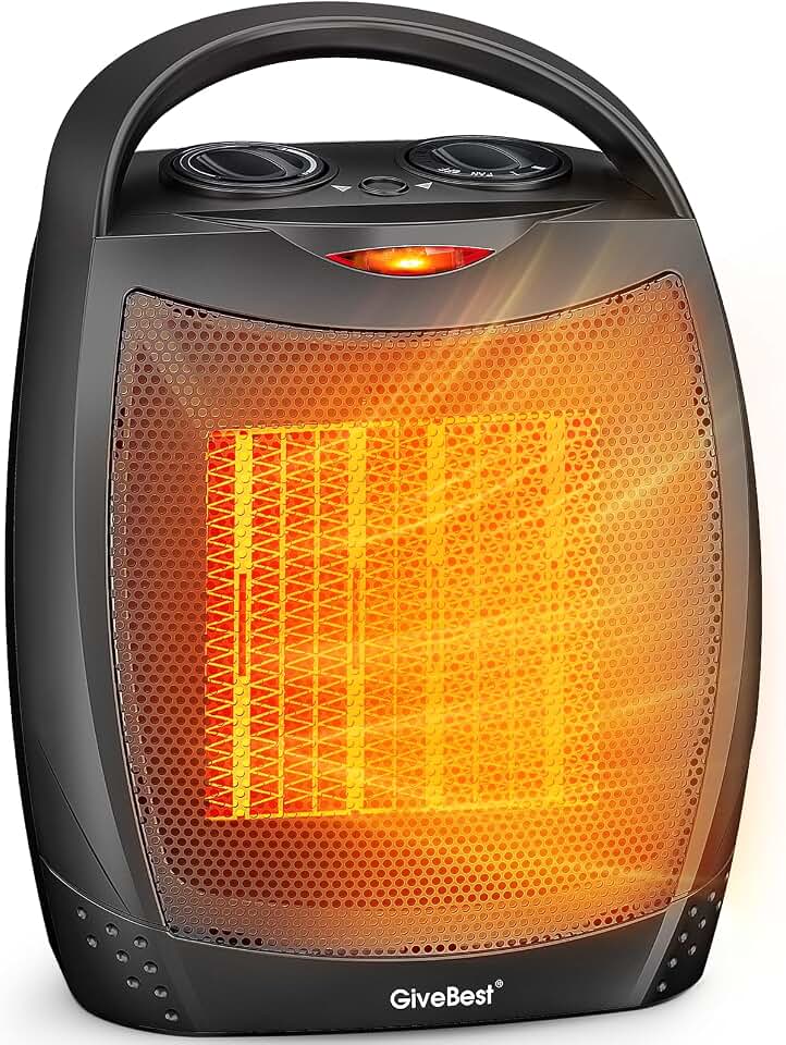 GiveBest Portable Electric Space Heaters for Indoor Use | 1500W/750W Ceramic Desk Heater with Thermostat, Heat Up 200 Square Feet in Minutes, Safe and Quiet for Office Room