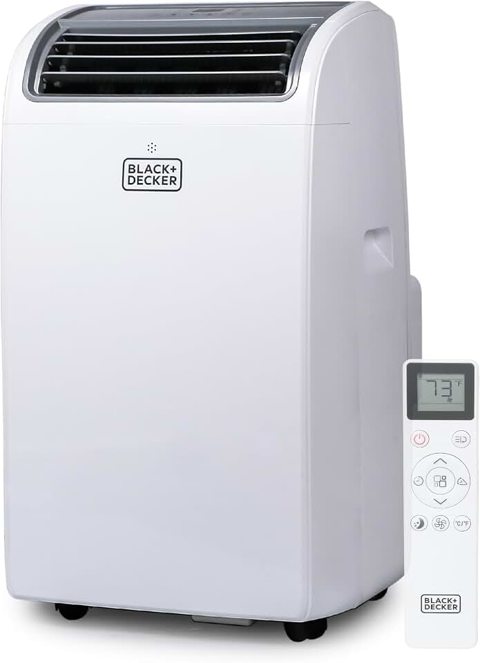 BLACK+DECKER Smart Portable Air Conditioner with Heat, 14,000 BTU, White | 10,200 BTU SACC Cooling, 12,000 BTU Heating for Rooms up to 700 Sq. Ft., 4-in-1 Portable AC, Fan and Dehum
