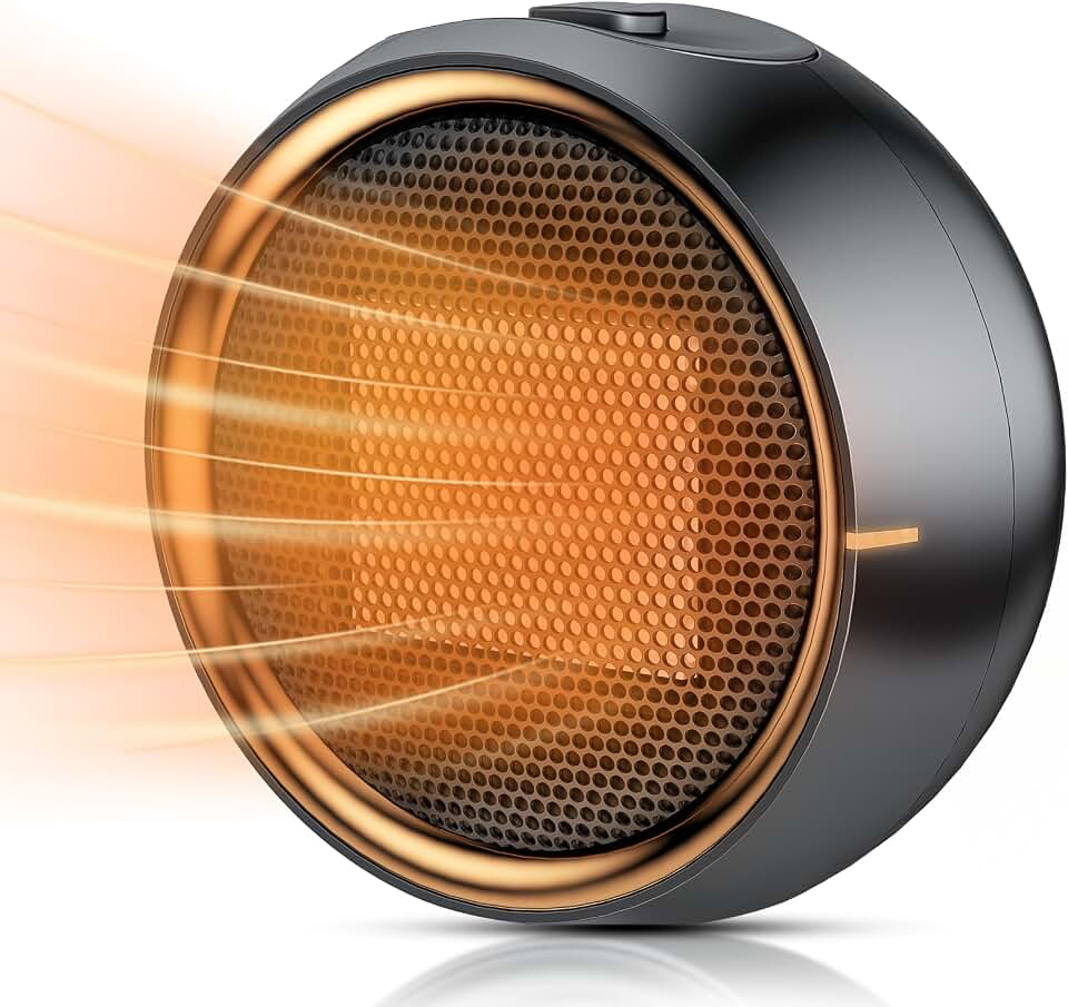 ASNUG Space Heater, Portable Electric 500W PTC Ceramic Heaters for Indoor Use, Efficient Fast Heating, Tip-Over &amp; Overheat Protection, Quiet Small Mini Desk Heater for Bathroom Home Office Bedroom