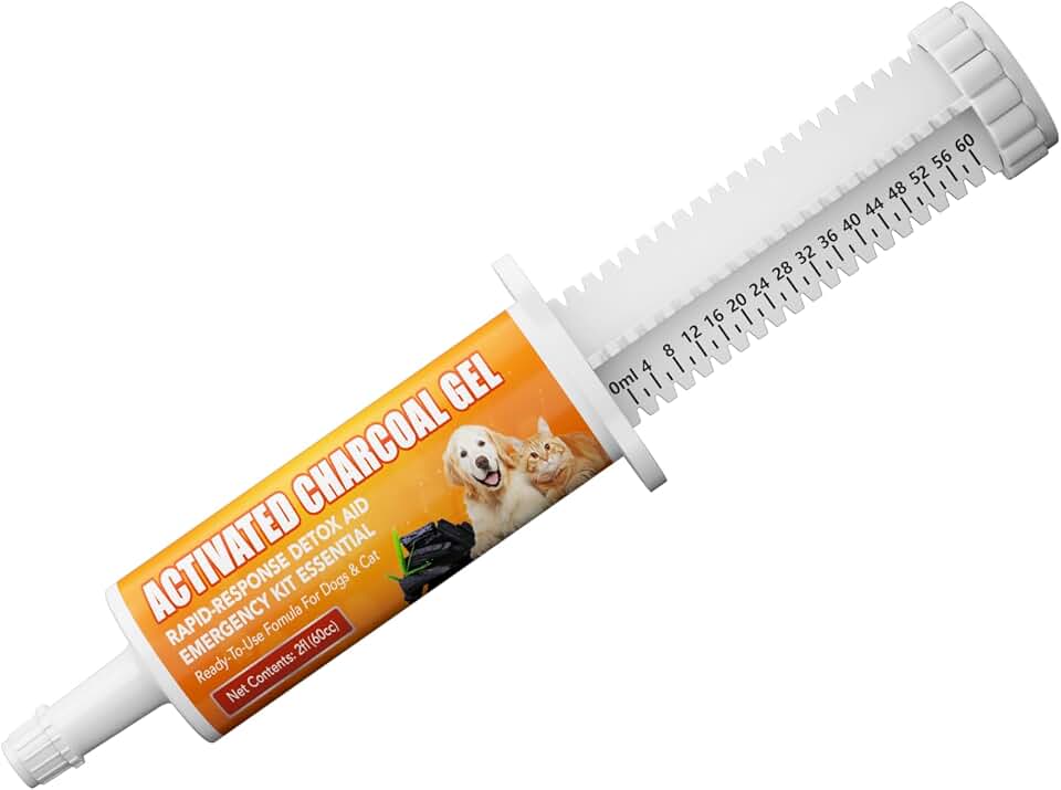 Activated Charcoal for Dogs &amp; Cats (60cc) | Emergency Pet First Aid | For Accidental Ingestion | Precision 1cc per 1lb Dosing | Ready-to-Use Toxin Binder Gel
