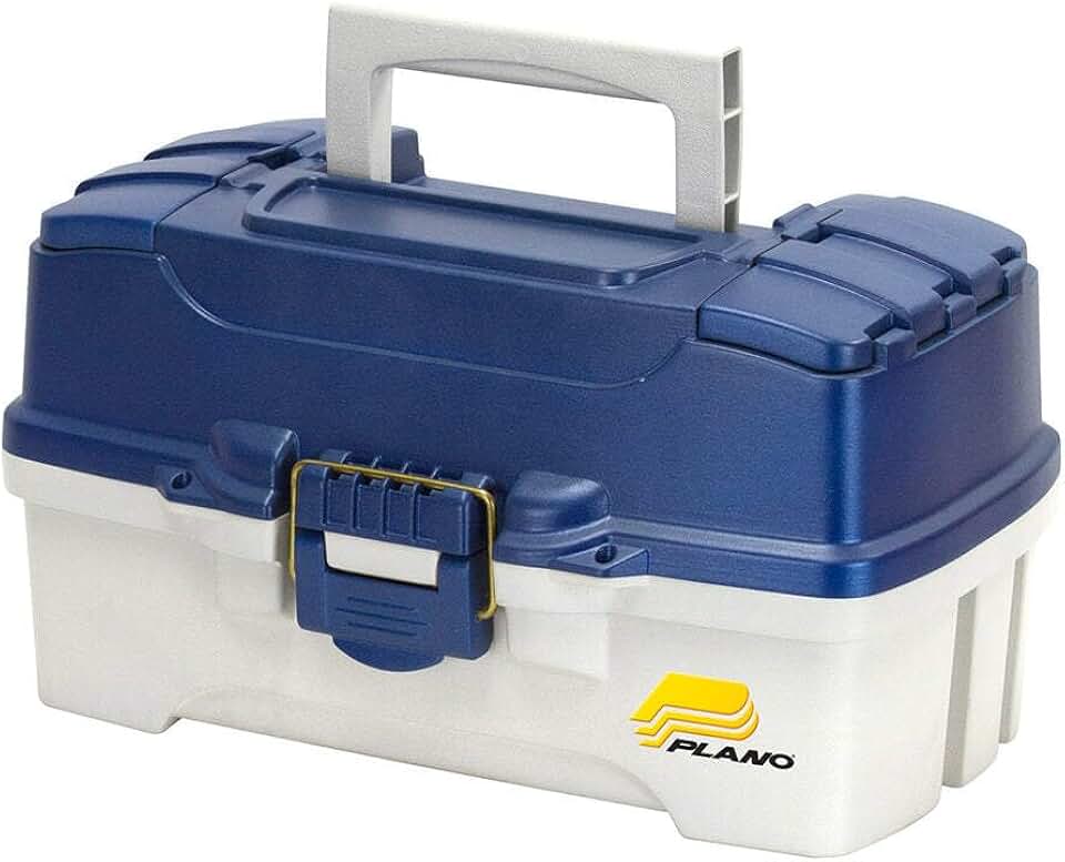 Plano 2-Tray Tackle Box with Dual Top Access, Blue Metallic/Off White, Premium Tackle Storage, 620206, One Size