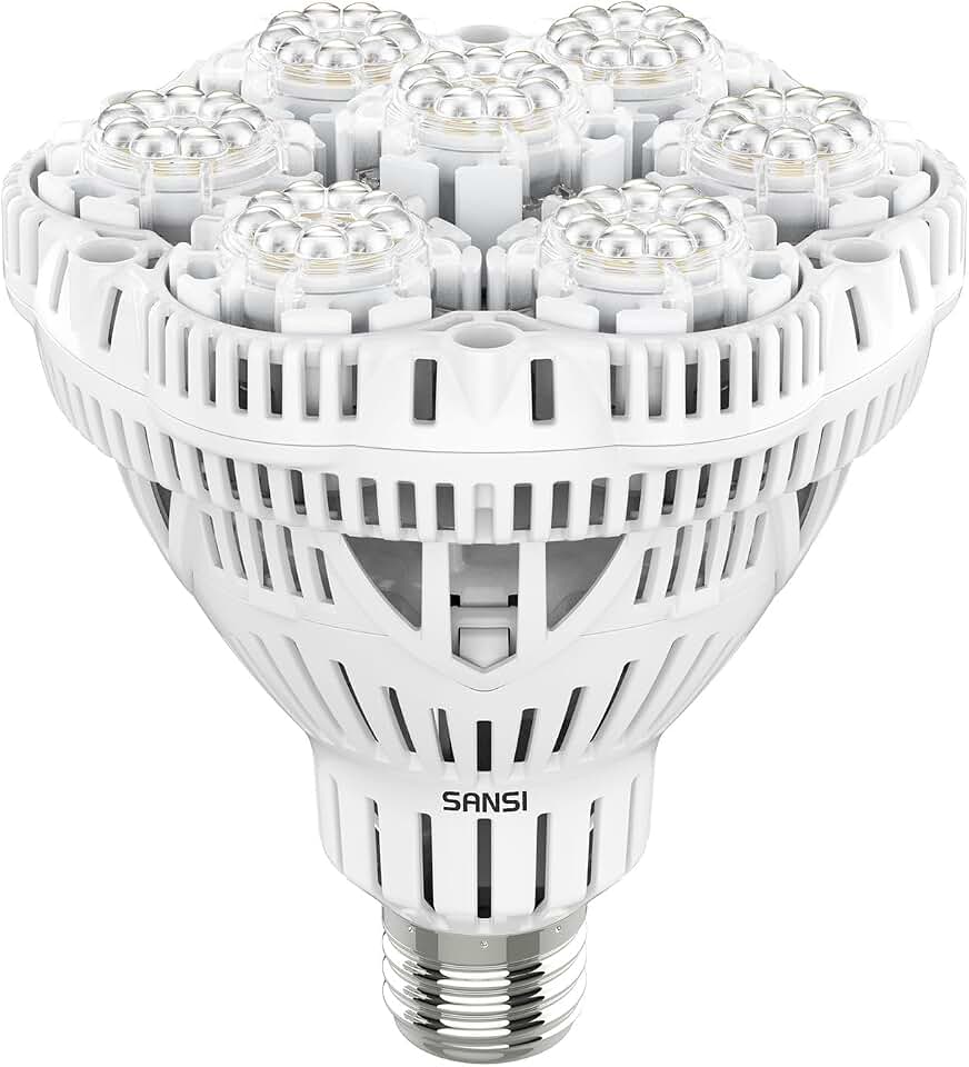 SANSI Grow Lights for Indoor Plants, 36W Plant Lights for Indoor Growing | 400 Watt Equivalent BR30 Grow Light Bulb, PPF 65.6 umol/s, 4000K Full Spectrum, Optical Lens for High PPFD, ETL Listed Recycled Claim Standard Blended