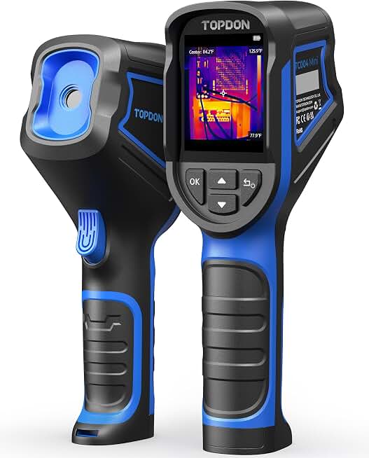 TOPDON TC004 Mini Thermal Imaging Camera, 240 x 240 TISR Resolution | 15H Battery Life, 25Hz Handheld Infrared Camera with High/Low Temp Alerts, Auto Shutdown, 128 x 128 IR Resolution, Blue