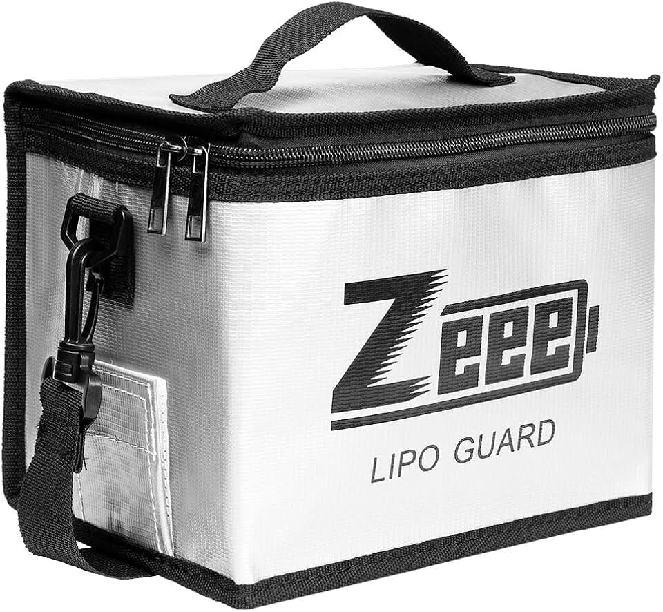 Zeee Fireproof Explosionproof Lipo Bag Battery Storage(8.46 x 6.5 x 5.71in) | Large Capacity Guard Pouch for Lipo Charge &amp; Storage