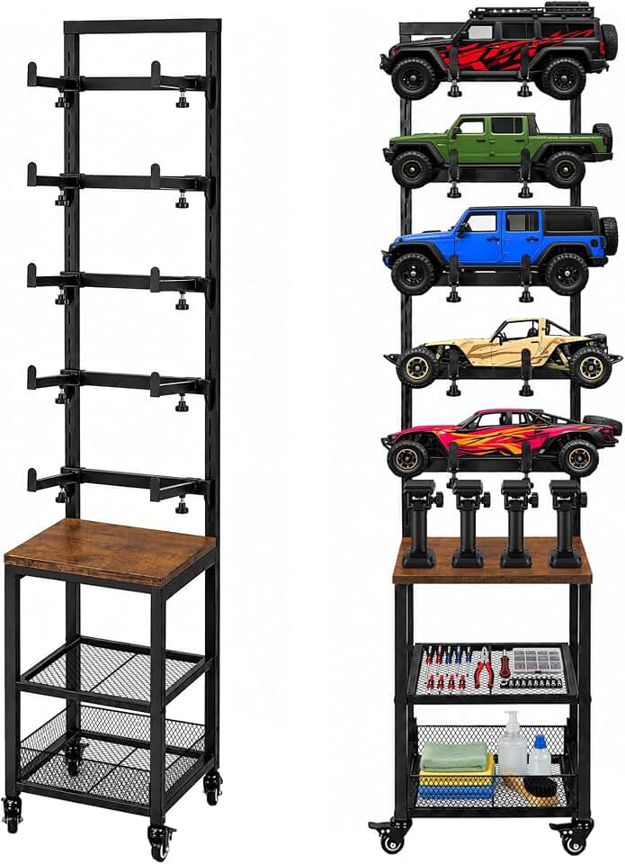 RC Car Display Stand, Multi-Layer Adjustable RC Car Storage Rack | Heavy Duty RC Car Display Shelf for 1/6 1/10 1/12 1/18 1/24 Scale Car Models SCX10 TRX4M FCX18 FCX24 SCX24 Crawler Trucks