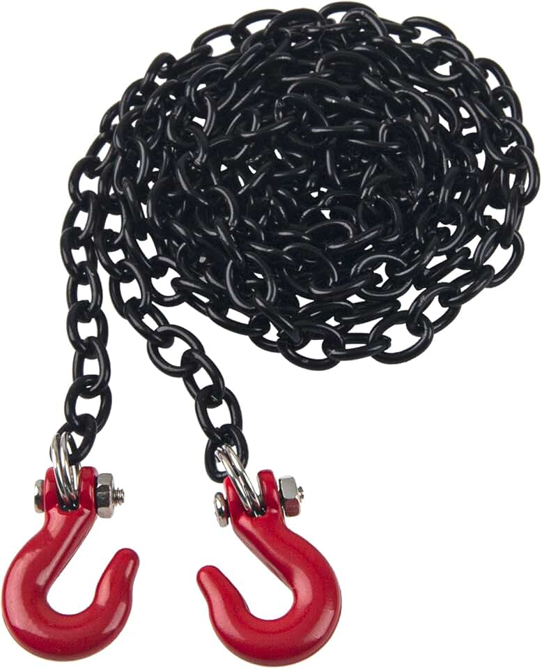 ShareGoo Mini Metal Trailer Chain with Tow Hook Decoration Accessories Compatible with Axial SCX10 HSP 94180 RC4WD D90 Traxxas TRX4 CC01 1/10 RC Crawle (Black)