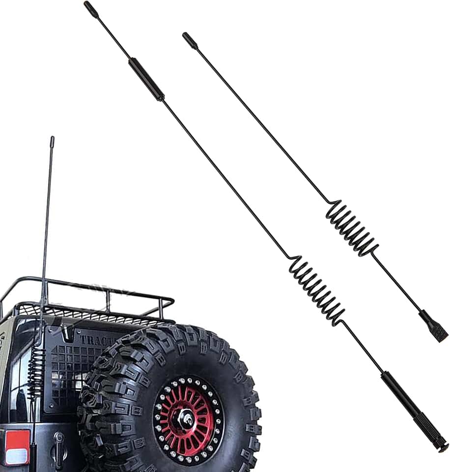 ShareGoo 2Pcs 7.68" &amp; 11.4" Metal Antenna Simulation Decoration Accessories Compatible with Axial SCX10 90046 Traxxas TRX4 D90 D110 Tamiya CC01 1/10 RC Crawler Truck