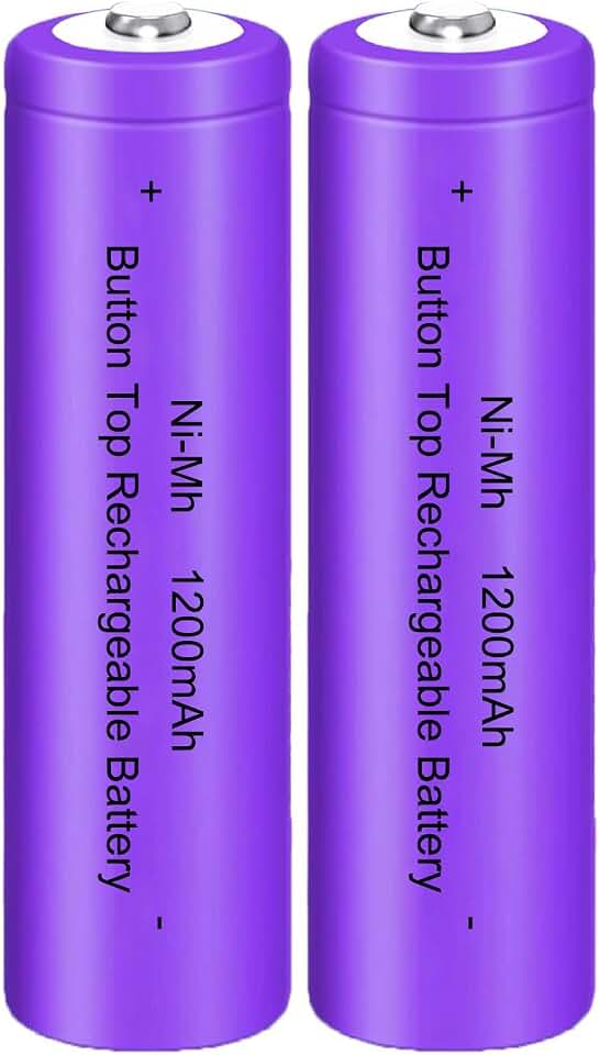 2Pack Ni-MH Batteries 3.7V 1200mAh Button Top Rechargeable Battery, 1200mah 3.7v 4.44wh Rechargeable Batteries, for LED Flashlight, Headlamps, Doorbells, RC Cars