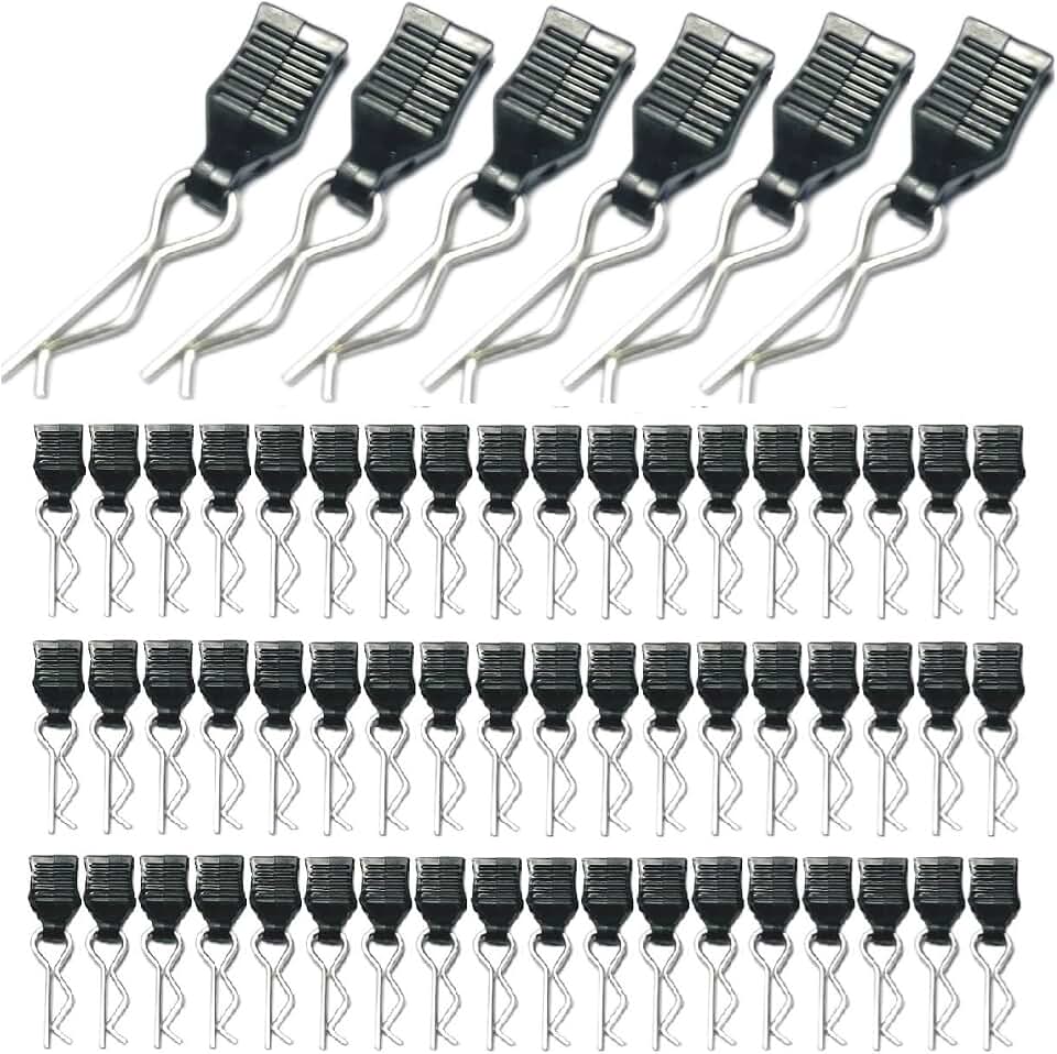 60PCS 1mm RC Body Clips with Pull Tabs for All 1/12 1/14 1/16 1/18 Scale Hyper go,Redcat Traxxas HPI Himoto HSP Exceed RC Car Body Clips,for SCX24 TRX4M H165 RC Car Truck Buggy Parts