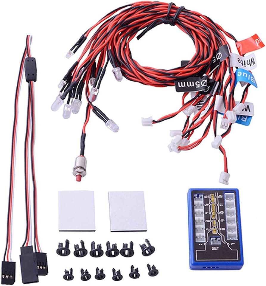 Globact Rc Car Headlights Taillight Rc Truck Led Lights Flashing Light Lamp 12 LED 5 Operation Modes for 1/10 Rc Trucks, Crawler, Off-Road, Sport Racing