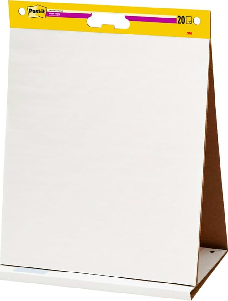 Post-it Meeting Chart, 20 x 23 in, White, Lined, 1 Pad, 20 Sheets/Pad | Premium Self Stick Flip Chart Paper, Great for Teachers and Students, Built-in Easel Stand