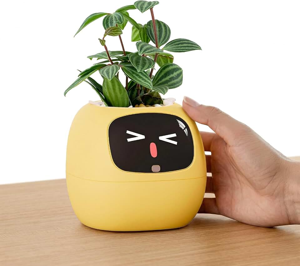 Ivy Interactive AI Desk Companion &amp; Smart Plant Pet Indoor Planter Lemon | 100+ Expressions for Office Decor &amp; Unique Gift for Plant Lovers and Coworkers