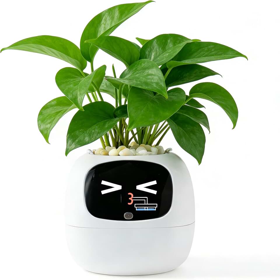 Ivy 2nd Gen Smart Plant Robot – Interactive AI Pet with 100+ Emotional Expressions, 15+ State Reminders,54+ Plant Care Guides,Cute Desk Companion for Home Office, Unique Gift (White)