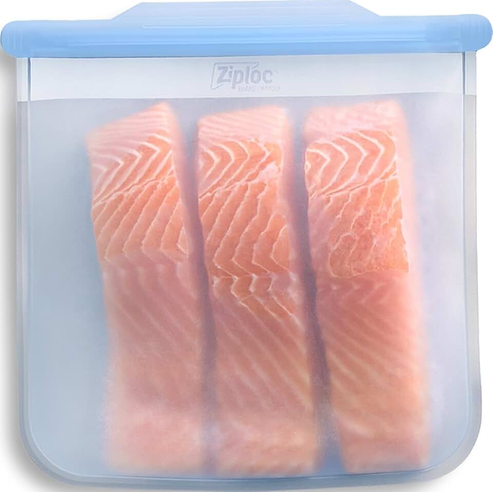 Ziploc Endurables Large Pouch, 8 Cups, Reusable Silicone Bags and Food Storage Meal Prep Containers for Freezer, Oven, and Dishwasher Safe