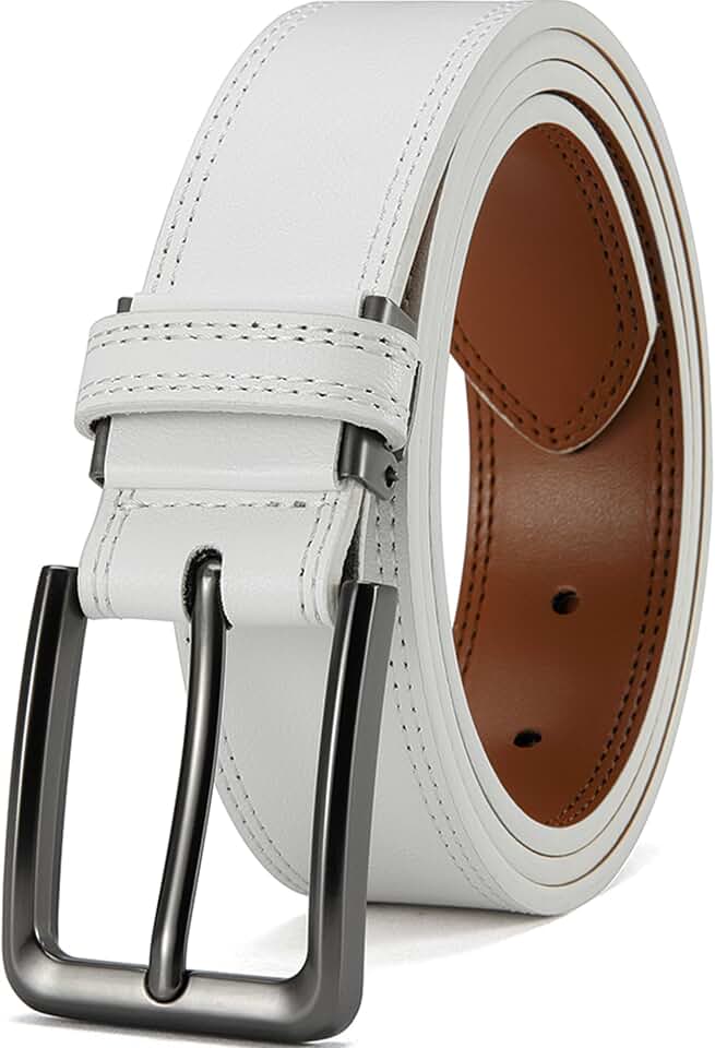 DOOPAI Men's Leather Dress Belt, 1 3/8" Wide, Genuine Cowhide, Adjustable