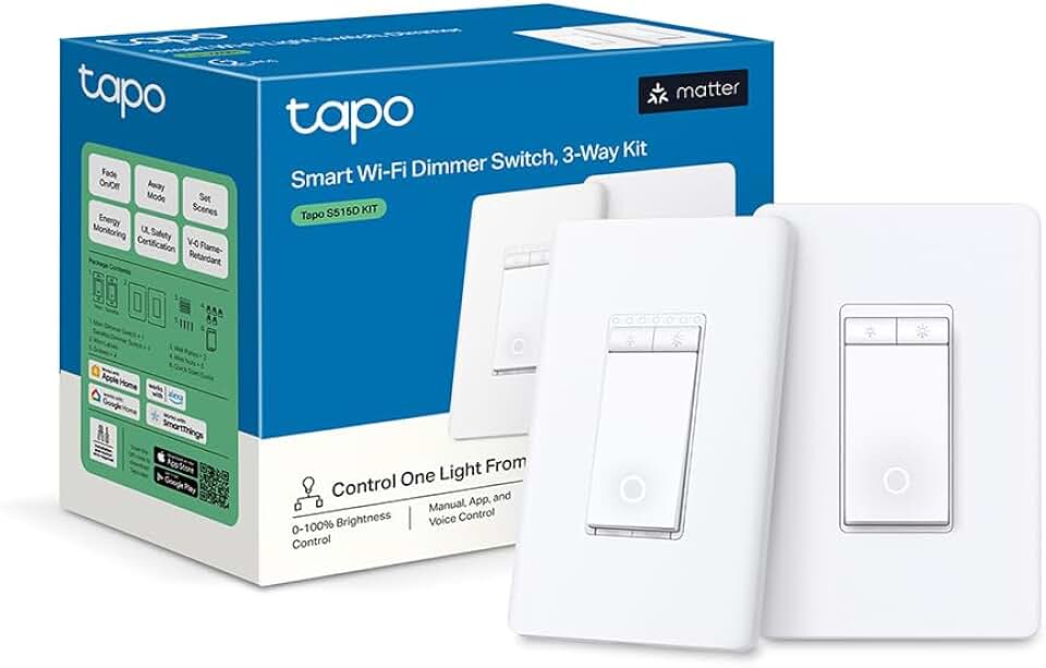 Tapo Matter Smart 3-Way Dimmer Switch Kit, S515D KIT | Energy Monitoring, Neutral Wire Required, Works with Alexa/Siri/Google Home/SmartThings, UL Certified, 2.4GHz Wi-Fi