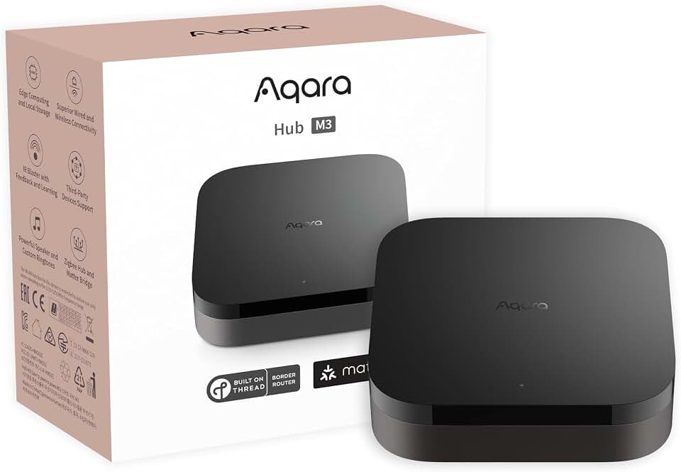 Aqara Smart Home Hub M3 for Advanced Automation, Matter Controller, IR | Thread Border Router, Features Zigbee, Bluetooth, Wi-Fi, PoE, Supports Apple HomeKit, Alexa, SmartThings, Home Assistant ClimatePartner certified