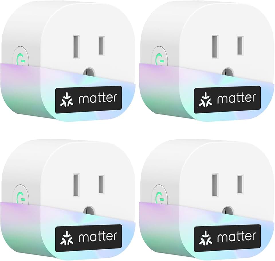 meross Matter Smart Plug Mini, Compact Size,100% Privacy Wi-Fi Smart Outlet | FFS Easy Setup, App &amp; Voice Control Supports Apple Home, Alexa, Google Home with Schedule &amp; Timer, 2.4G Wi-Fi Only (4 Pack) Global Recycled Standard ClimatePartner certified