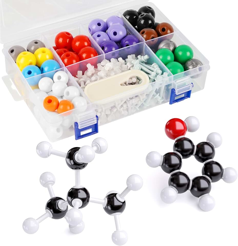 Molecular Model Kit, 240 Pcs Organic Chemistry Structure Set | Includes with 86 atoms and 154 bonds, Build Molecular Structures, Visualize Organic Molecules, High School &amp; College