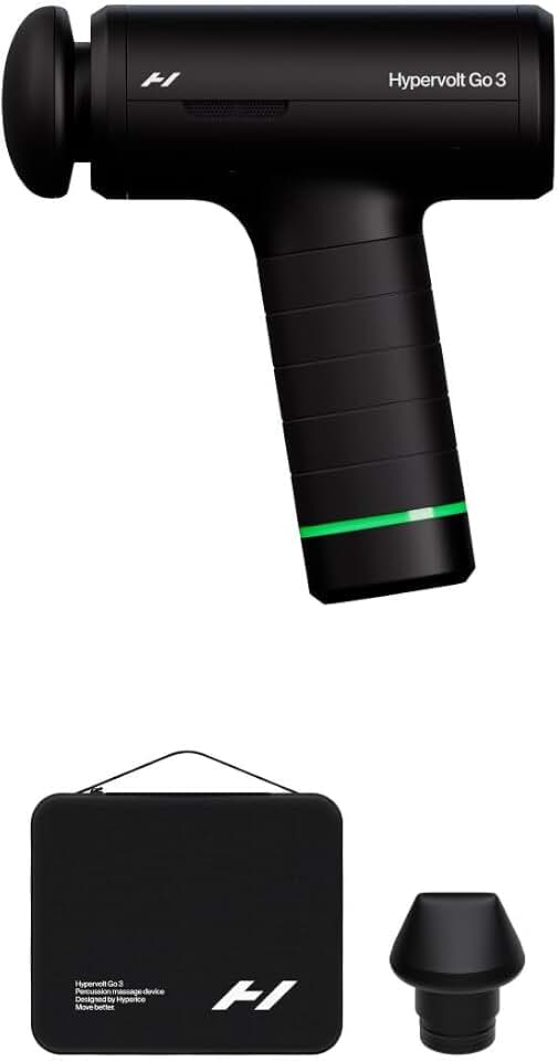 Hyperice Hypervolt Go 3 Percussion Massage Gun Lightweight with Carry Case | Muscle Recovery | Compact Power | TSA Friendly Design | Long Battery Life | Five Speed Settings | Pressure Sensor Feedback