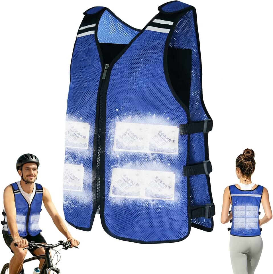 Ice Vest, Adjustable Cooling Vest for Men &amp; Women with 32 PCS Ice Packs | Cooling Vest for Men and Women, Reflective Cool Vests for Working Hot Weather Summer, Running Lightweight Ice Pack Vest